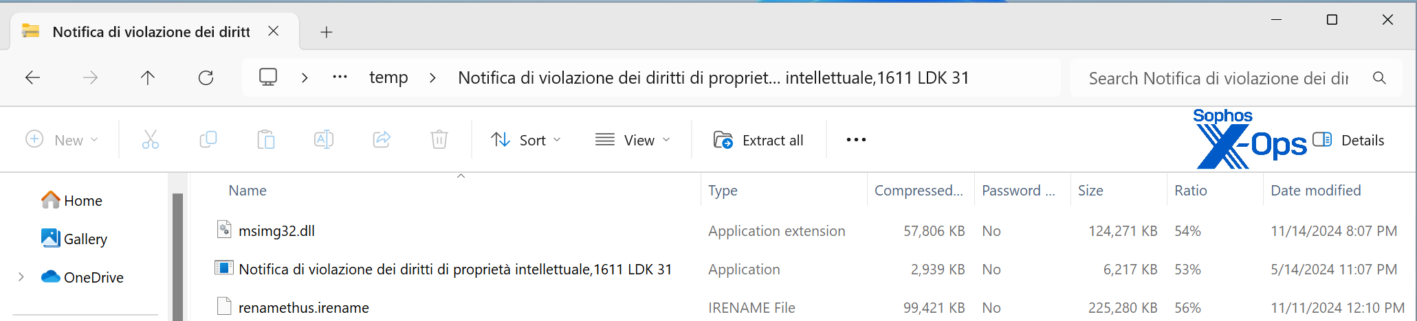 The contents of a ZIP archive showing three files, as described in text